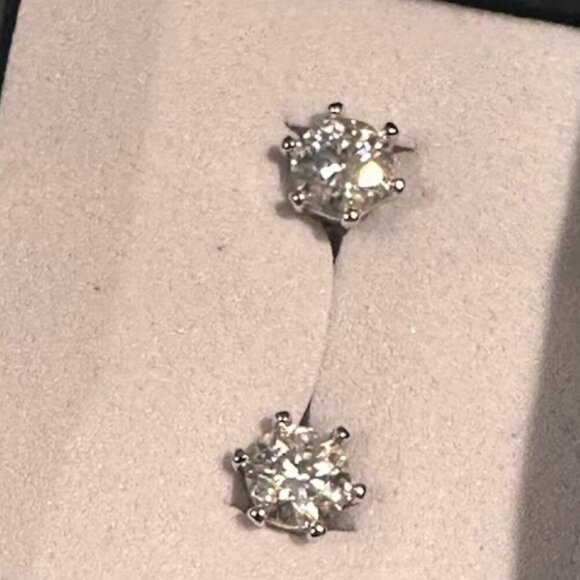 Moissanite 0.5 CT Round Stud Earrings 6 Prong Sterling Silver 925 Stamped NWT - Picture 14 of 14